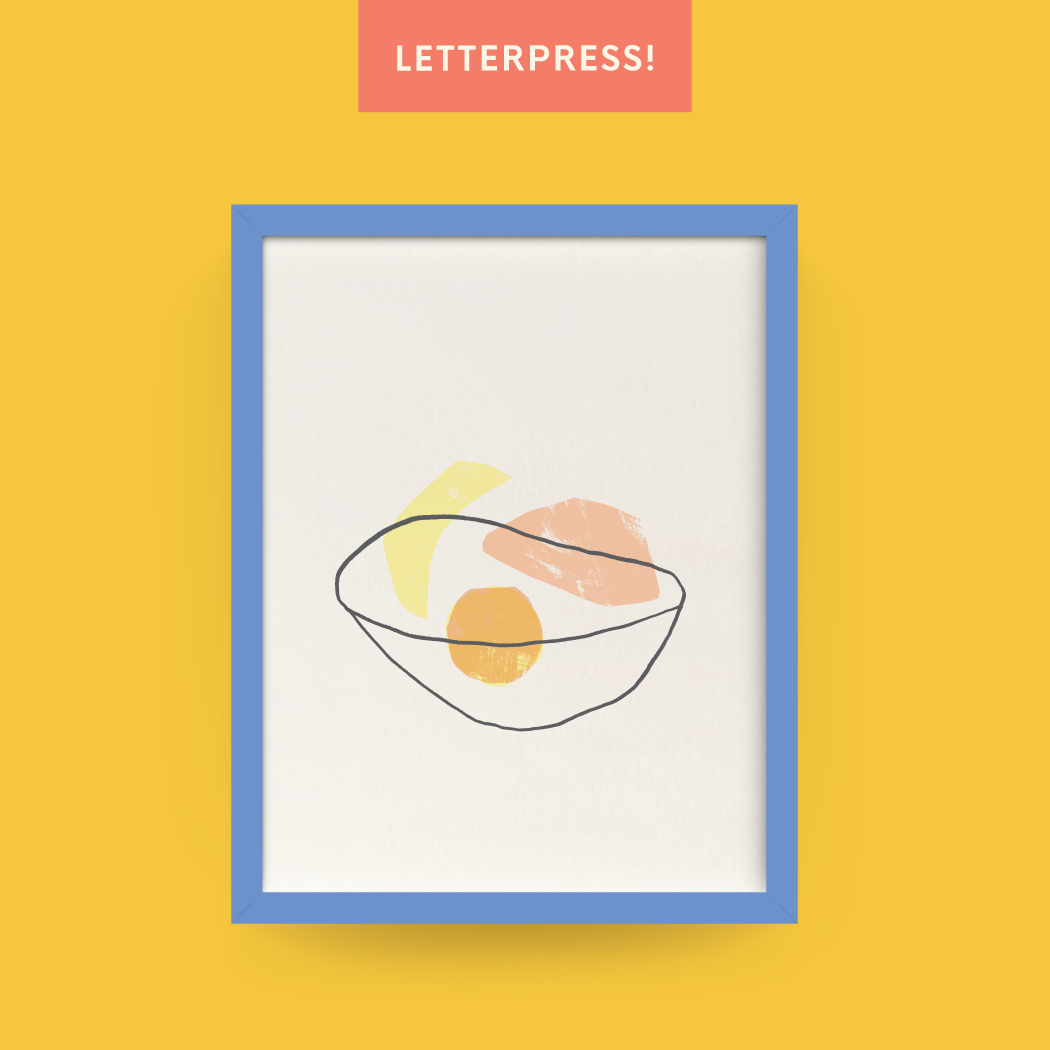 Fruit Bowl Letterpress 8x10" Art Print