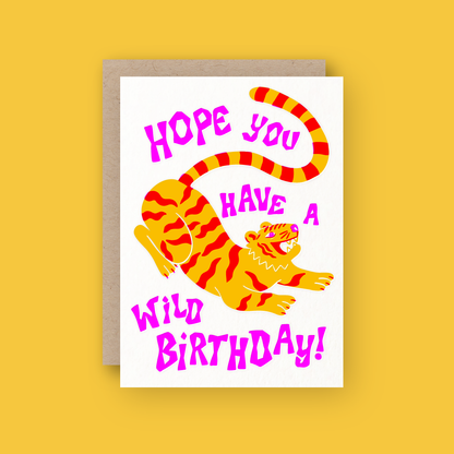 Wild Birthday Tiger Letterpress Card
