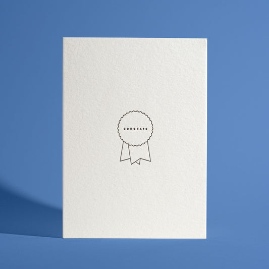 Congrats Ribbon Icon Letterpress Greeting Card