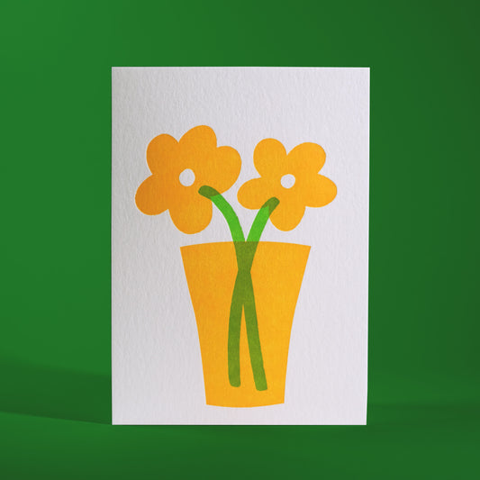 Flowers in a Vase Letterpress Greeting Card
