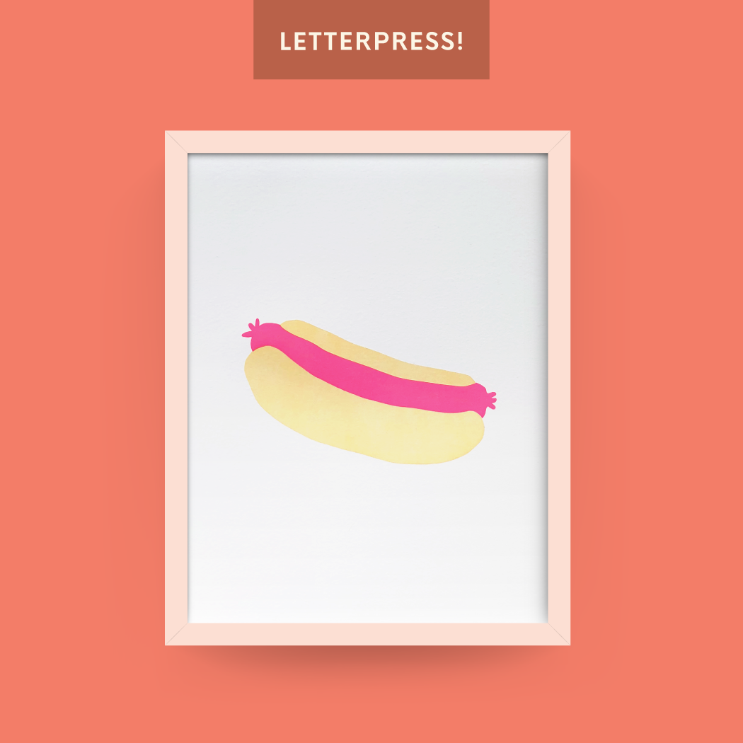 Hot Dog 8x10" Letterpress Art Print