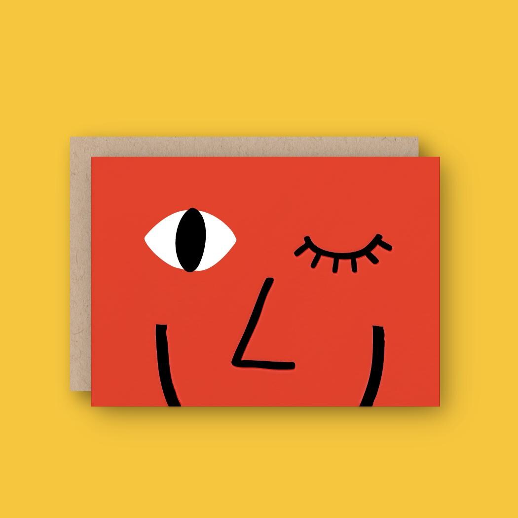Wink Letterpress Greeting Card